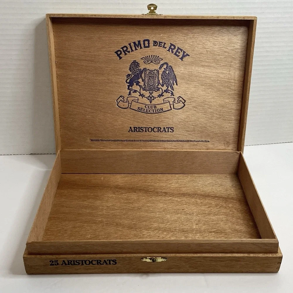 Cigar Box 'Primo Del Rey' 25 Aristocrats Hand Made Club Selection Wood Empty Box